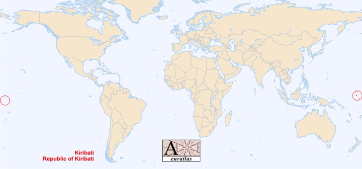 Kiribati: World map showing the location of Kiribati