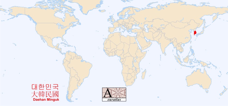 coree du sud carte du monde - Image