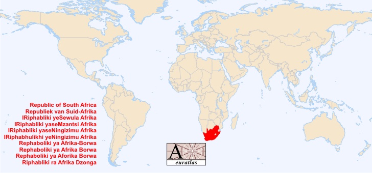 afrique du sud carte du monde - Image