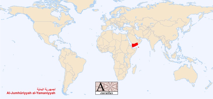 Yemen: World map showing the location of Yemen